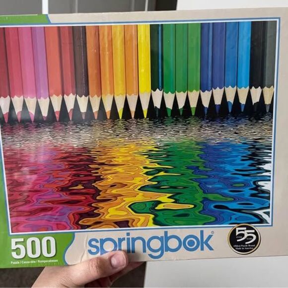 Pencil Pushers 500pc Springbok Puzzle Rainbow Jigsaw Puzzle Colored Pencils - Picture 1 of 2